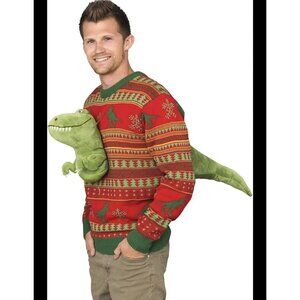Ugly Christmas Sweater Dino 3D Men’s T-Rex Dinosaur 2X